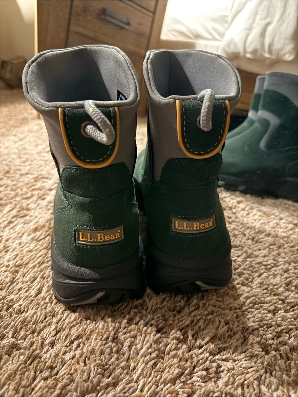 L.L. Bean Women’s Dark Green and Gray Waterproof Boots